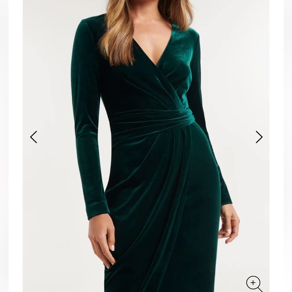 Ever New Antionette Wrap Velvet Midi XS Emerald Green - Picture 4 of 5